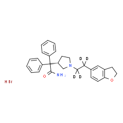 ChemSpider 2D Image | 2-{(3S)-1-[2-(2,3-Dihydro-1-benzofuran-5-yl)(~2~H_4_)ethyl]-3-pyrrolidinyl}-2,2-diphenylacetamide hydrobromide (1:1) | C28H27D4BrN2O2