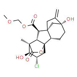 ChemSpider 2D Image | Methoxymethyl (1S,2S,5R,8R,9R,10S,11R,12S,13S)-13-chloro-5,12-dihydroxy-11-methyl-6-methylene-16-oxo-15-oxapentacyclo[9.3.2.1~5,8~.0~1,10~.0~2,8~]heptadecane-9-carboxylate | C21H27ClO7