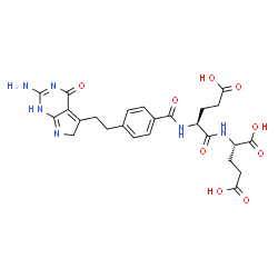 ChemSpider 2D Image | N-{4-[2-(2-Amino-4-oxo-4,6-dihydro-1H-pyrrolo[2,3-d]pyrimidin-5-yl)ethyl]benzoyl}-L-alpha-glutamyl-L-glutamic acid | C25H28N6O9