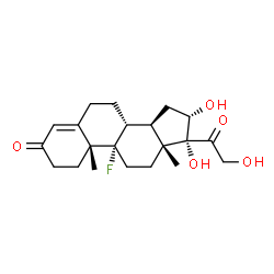 ChemSpider 2D Image | (8alpha,9beta,10alpha,13alpha,14beta,16beta,17alpha)-9-Fluoro-16,17,21-trihydroxypregn-4-ene-3,20-dione | C21H29FO5