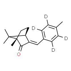 ChemSpider 2D Image | (1S,3E,4R)-1,7,7-Trimethyl-3-{[4-methyl(~2~H_4_)phenyl]methylene}bicyclo[2.2.1]heptan-2-one | C18H18D4O