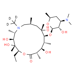 ChemSpider 2D Image | (2S,3R,4S,5S,8S,10S,11S,12R,13R,14S)-2-Ethyl-3,4,10,13-tetrahydroxy-3,5,8,10,12,14-hexamethyl-6-(~2~H_3_)methyl-15-oxo-1-oxa-6-azacyclopentadecan-11-yl 3,4,6-trideoxy-3-(dimethylamino)-beta-L-xylo-hex
opyranoside | C30H55D3N2O9