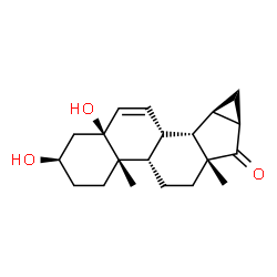ChemSpider 2D Image | (2R,4aS,4bS,6aR,7aR,8aR,8bS,10aS)-2,10a-Dihydroxy-4a,6a-dimethyl-2,3,4,4a,4b,5,6,6a,7a,8,8a,8b,8c,10a-tetradecahydrocyclopropa[4,5]cyclopenta[1,2-a]phenanthren-7(1H)-one | C20H28O3