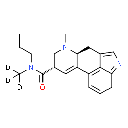 ChemSpider 2D Image | (5alpha,8alpha)-6-Methyl-N-(~2~H_3_)methyl-N-propyl-1,9,10,15-tetradehydro-14,15-dihydroergoline-8-carboxamide | C20H22D3N3O