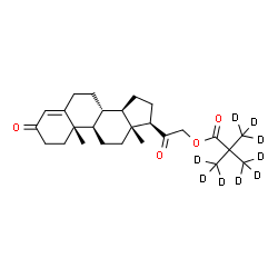 ChemSpider 2D Image | (8alpha,9beta,10alpha,13alpha,14beta,17alpha)-3,20-Dioxopregn-4-en-21-yl 2,2-bis[(~2~H_3_)methyl](~2~H_3_)propanoate | C26H29D9O4