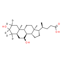ChemSpider 2D Image | (3beta,5alpha,8alpha,9beta,10alpha,13alpha,14beta,17alpha,20S)-3,7-Dihydroxy(2,2,3,4,4-~2~H_5_)cholan-24-oic acid | C24H35D5O4