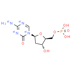 ChemSpider 2D Image | 4-(~15~N)Amino-1-(2-deoxy-5-O-phosphono-beta-L-erythro-pentofuranosyl)(~15~N_3_)-1,3,5-triazin-2(1H)-one | C8H1315N4O7P