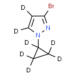 ChemSpider 2D Image | 3-Bromo-1-(~2~H_5_)cyclopropyl(~2~H_2_)-1H-pyrazole | C6D7BrN2