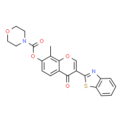 ChemSpider 2D Image | 3-(1,3-Benzothiazol-2-yl)-8-methyl-4-oxo-4H-chromen-7-yl 4-morpholinecarboxylate | C22H18N2O5S