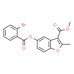 ChemSpider 2D Image | Methyl 5-[(2-bromobenzoyl)oxy]-2-methyl-1-benzofuran-3-carboxylate | C18H13BrO5