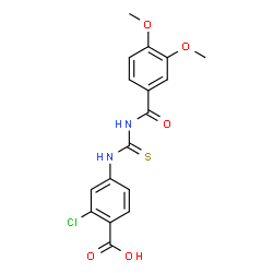 ChemSpider 2D Image | 2-Chloro-4-{[(3,4-dimethoxybenzoyl)carbamothioyl]amino}benzoic acid | C17H15ClN2O5S