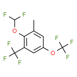 ChemSpider 2D Image | 2-(Difluoromethoxy)-1-methyl-5-(trifluoromethoxy)-3-(trifluoromethyl)benzene | C10H6F8O2