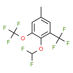 ChemSpider 2D Image | 2-(Difluoromethoxy)-5-methyl-1-(trifluoromethoxy)-3-(trifluoromethyl)benzene | C10H6F8O2
