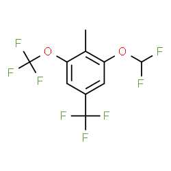 ChemSpider 2D Image | 1-(Difluoromethoxy)-2-methyl-3-(trifluoromethoxy)-5-(trifluoromethyl)benzene | C10H6F8O2