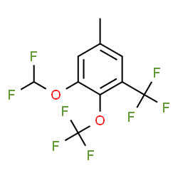 ChemSpider 2D Image | 1-(Difluoromethoxy)-5-methyl-2-(trifluoromethoxy)-3-(trifluoromethyl)benzene | C10H6F8O2