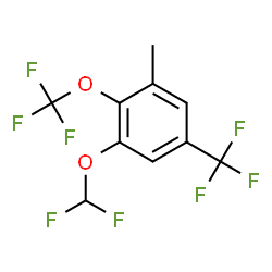 ChemSpider 2D Image | 1-(Difluoromethoxy)-3-methyl-2-(trifluoromethoxy)-5-(trifluoromethyl)benzene | C10H6F8O2