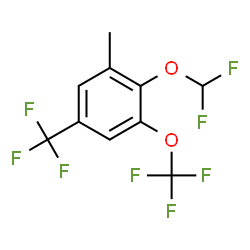 ChemSpider 2D Image | 2-(Difluoromethoxy)-1-methyl-3-(trifluoromethoxy)-5-(trifluoromethyl)benzene | C10H6F8O2