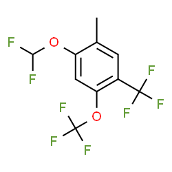 ChemSpider 2D Image | 1-(Difluoromethoxy)-2-methyl-5-(trifluoromethoxy)-4-(trifluoromethyl)benzene | C10H6F8O2