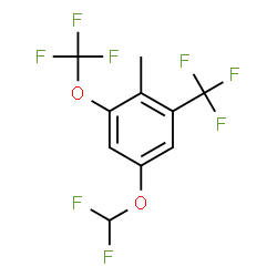 ChemSpider 2D Image | 5-(Difluoromethoxy)-2-methyl-1-(trifluoromethoxy)-3-(trifluoromethyl)benzene | C10H6F8O2