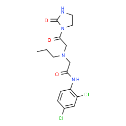 ChemSpider 2D Image | N-(2,4-Dichlorophenyl)-2-{[2-oxo-2-(2-oxo-1-imidazolidinyl)ethyl](propyl)amino}acetamide | C16H20Cl2N4O3