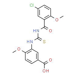 ChemSpider 2D Image | 3-{[(5-Chloro-2-methoxybenzoyl)carbamothioyl]amino}-4-methoxybenzoic acid | C17H15ClN2O5S