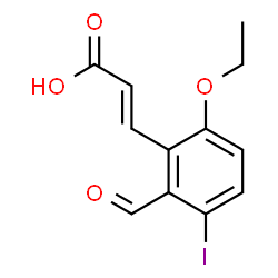 ChemSpider 2D Image | (2E)-3-(6-Ethoxy-2-formyl-3-iodophenyl)acrylic acid | C12H11IO4