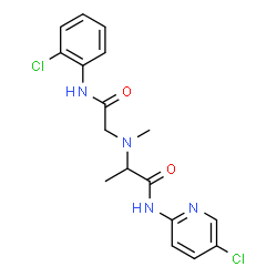 ChemSpider 2D Image | N~2~-{2-[(2-Chlorophenyl)amino]-2-oxoethyl}-N-(5-chloro-2-pyridinyl)-N~2~-methylalaninamide | C17H18Cl2N4O2