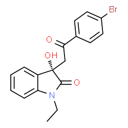 ChemSpider 2D Image | (3S)-3-[2-(4-Bromophenyl)-2-oxoethyl]-1-ethyl-3-hydroxy-1,3-dihydro-2H-indol-2-one | C18H16BrNO3