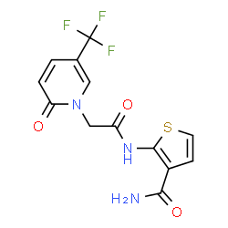 ChemSpider 2D Image | 2-({[2-Oxo-5-(trifluoromethyl)-1(2H)-pyridinyl]acetyl}amino)-3-thiophenecarboxamide | C13H10F3N3O3S