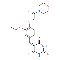 ChemSpider 2D Image | 5-{3-Ethoxy-4-[2-(4-morpholinyl)-2-oxoethoxy]benzylidene}-2,4,6(1H,3H,5H)-pyrimidinetrione | C19H21N3O7