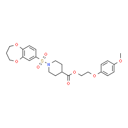 ChemSpider 2D Image | 2-(4-Methoxyphenoxy)ethyl 1-(3,4-dihydro-2H-1,5-benzodioxepin-7-ylsulfonyl)-4-piperidinecarboxylate | C24H29NO8S