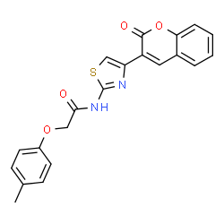 ChemSpider 2D Image | 2-(4-Methylphenoxy)-N-[4-(2-oxo-2H-chromen-3-yl)-1,3-thiazol-2-yl]acetamide | C21H16N2O4S