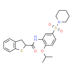 ChemSpider 2D Image | N-[2-Isopropoxy-5-(1-piperidinylsulfonyl)phenyl]-2,3-dihydro-1-benzothiophene-2-carboxamide | C23H28N2O4S2