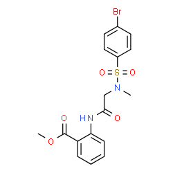 ChemSpider 2D Image | Methyl 2-({N-[(4-bromophenyl)sulfonyl]-N-methylglycyl}amino)benzoate | C17H17BrN2O5S