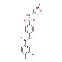 ChemSpider 2D Image | 3-Bromo-4-methyl-N-{4-[(5-methyl-1,2-oxazol-3-yl)sulfamoyl]phenyl}benzamide | C18H16BrN3O4S