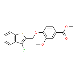 ChemSpider 2D Image | Methyl 4-[(3-chloro-1-benzothiophen-2-yl)methoxy]-3-methoxybenzoate | C18H15ClO4S