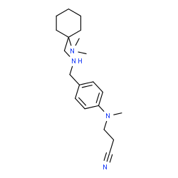 ChemSpider 2D Image | 3-[{4-[({[1-(Dimethylamino)cyclohexyl]methyl}amino)methyl]phenyl}(methyl)amino]propanenitrile | C20H32N4