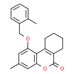 ChemSpider 2D Image | 3-Methyl-1-[(2-methylbenzyl)oxy]-7,8,9,10-tetrahydro-6H-benzo[c]chromen-6-one | C22H22O3