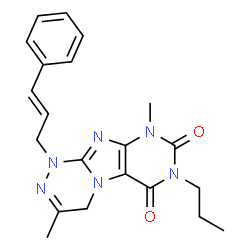 ChemSpider 2D Image | 3,9-Dimethyl-1-[(2E)-3-phenyl-2-propen-1-yl]-7-propyl-1,4-dihydro[1,2,4]triazino[3,4-f]purine-6,8(7H,9H)-dione | C21H24N6O2
