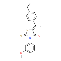 ChemSpider 2D Image | (5Z)-5-[1-(4-Ethylphenyl)ethylidene]-3-(3-methoxyphenyl)-2-thioxo-1,3-thiazolidin-4-one | C20H19NO2S2