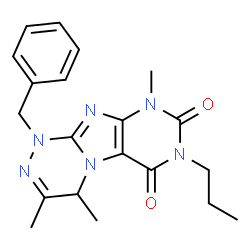 ChemSpider 2D Image | 1-Benzyl-3,4,9-trimethyl-7-propyl-1,4-dihydro[1,2,4]triazino[3,4-f]purine-6,8(7H,9H)-dione | C20H24N6O2