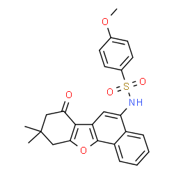 ChemSpider 2D Image | N-(9,9-dimethyl-7-oxo-8,10-dihydronaphtho[1,2-b]benzofuran-5-yl)-4-methoxybenzenesulfonamide | C25H23NO5S