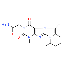 ChemSpider 2D Image | 2-(8-sec-Butyl-1,6,7-trimethyl-2,4-dioxo-1,2,4,8-tetrahydro-3H-imidazo[2,1-f]purin-3-yl)acetamide | C16H22N6O3