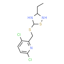 ChemSpider 2D Image | 3,6-Dichloro-2-{[(3-ethyl-1,2,4-thiadiazolidin-5-yl)sulfanyl]methyl}pyridine | C10H13Cl2N3S2