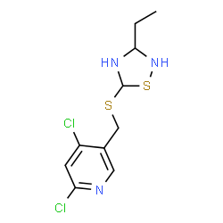 ChemSpider 2D Image | 2,4-Dichloro-5-{[(3-ethyl-1,2,4-thiadiazolidin-5-yl)sulfanyl]methyl}pyridine | C10H13Cl2N3S2