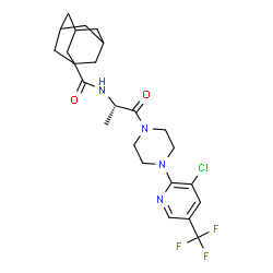ChemSpider 2D Image | N-[(2S)-1-{4-[3-Chloro-5-(trifluoromethyl)-2-pyridinyl]-1-piperazinyl}-1-oxo-2-propanyl]-1-adamantanecarboxamide | C24H30ClF3N4O2