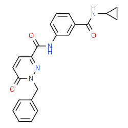 ChemSpider 2D Image | 1-Benzyl-N-[3-(cyclopropylcarbamoyl)phenyl]-6-oxo-1,6-dihydro-3-pyridazinecarboxamide | C22H20N4O3