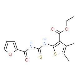 ChemSpider 2D Image | Ethyl 2-[(2-furoylcarbamothioyl)amino]-4,5-dimethyl-3-thiophenecarboxylate | C15H16N2O4S2