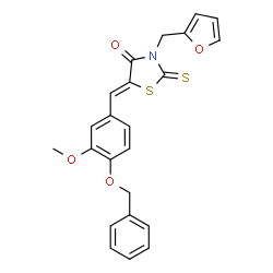 ChemSpider 2D Image | (5Z)-5-[4-(Benzyloxy)-3-methoxybenzylidene]-3-(2-furylmethyl)-2-thioxo-1,3-thiazolidin-4-one | C23H19NO4S2
