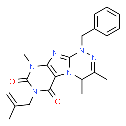 ChemSpider 2D Image | 1-Benzyl-3,4,9-trimethyl-7-(2-methyl-2-propen-1-yl)-1,4-dihydro[1,2,4]triazino[3,4-f]purine-6,8(7H,9H)-dione | C21H24N6O2